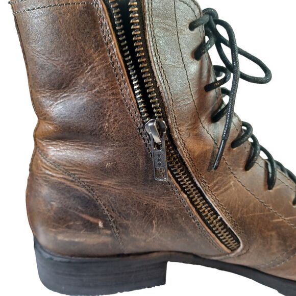 Bed Stu Distressed Leather Briwn Bryce Double Side Zip Boots Lined Size 9.5 main image 4